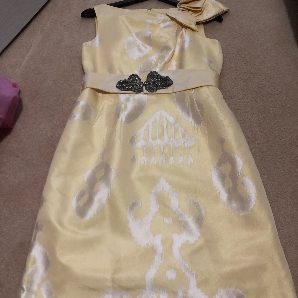 Knee length formal dress with belt